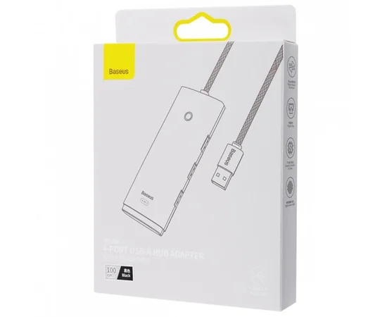 Переходник HUB Baseus Lite Series 4in1 (USB-A to 4xUSB 3.0) 1m (WKQX03) Black