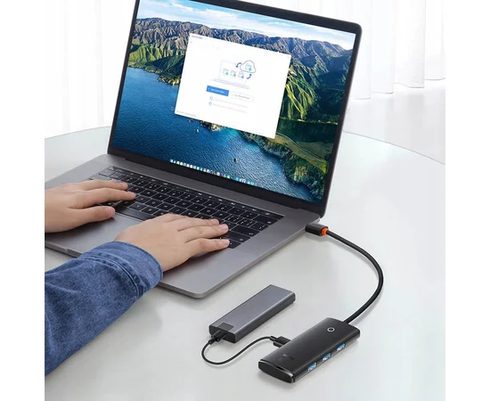 Переходник HUB Baseus Lite Series 4in1 (USB-A to USB3.0*4) (0.25m) (WKQX03) Black