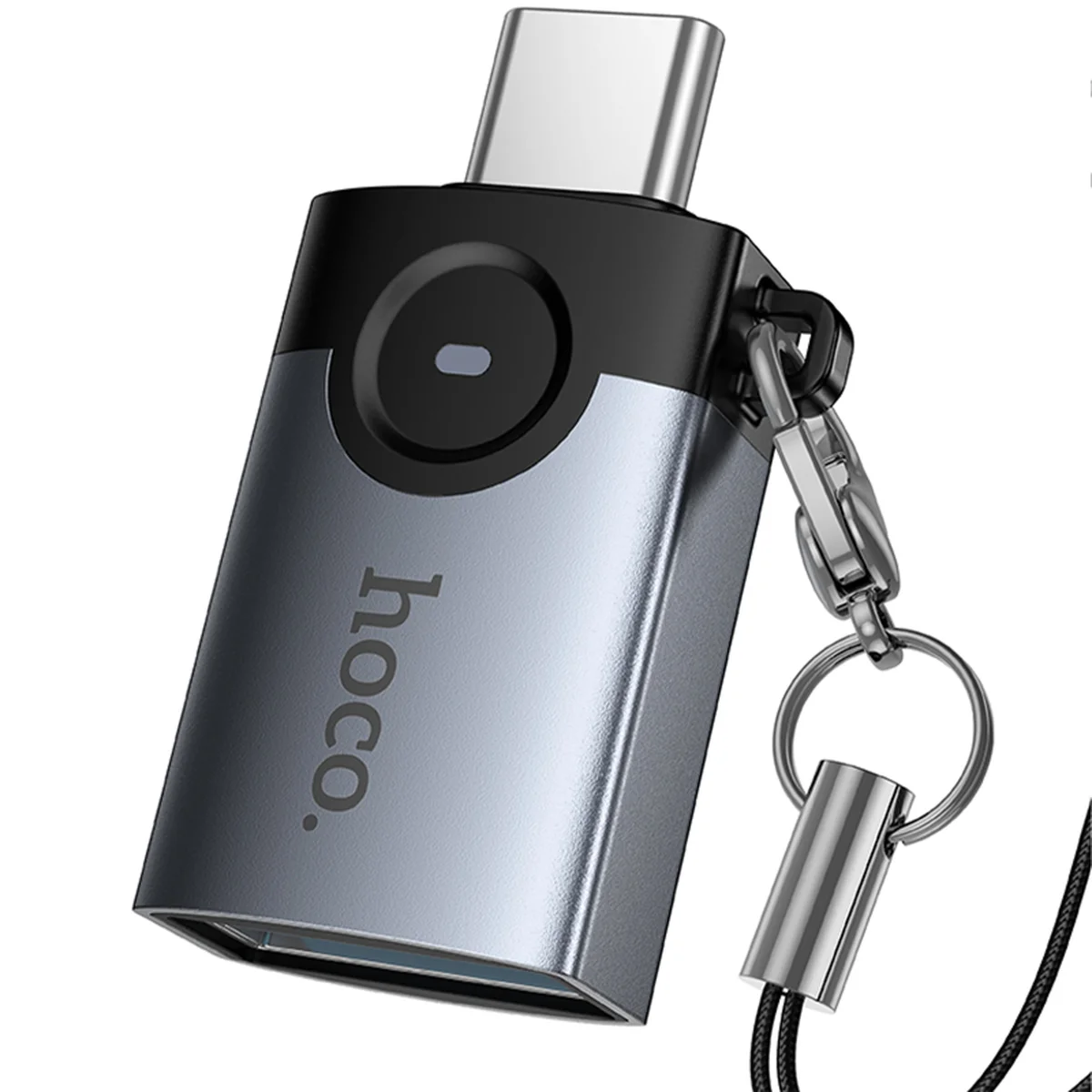 Переходник Hoco UA46C Type-C Male to USB Female USB3.0 Metal gray