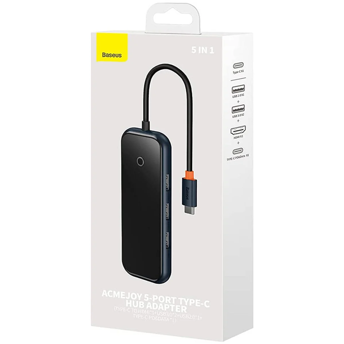 Переходник Baseus Hub AcmeJoy 5-Port Type-C (HDMI*1+USB3.0*2+USB2.0*1+Type-C PD&Data*1) (WKJZ) Dark Gray