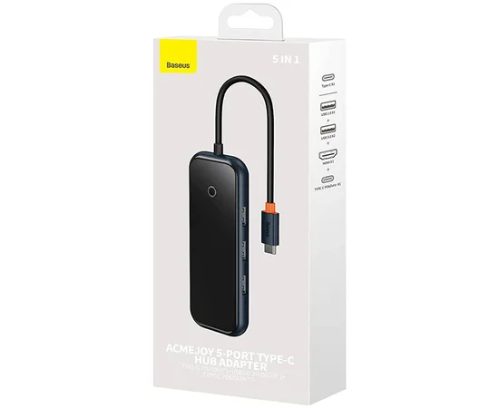Перехідник Baseus Hub AcmeJoy 5-Port Type-C (HDMI*1+USB3.0*2+USB2.0*1+Type-C PD&Data*1) (WKJZ) Dark Gray