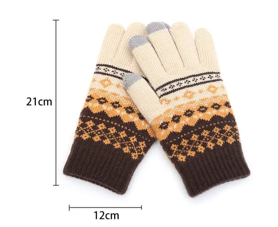 Перчатки сенсорные Color Series с узором Бежевый / Коричневый