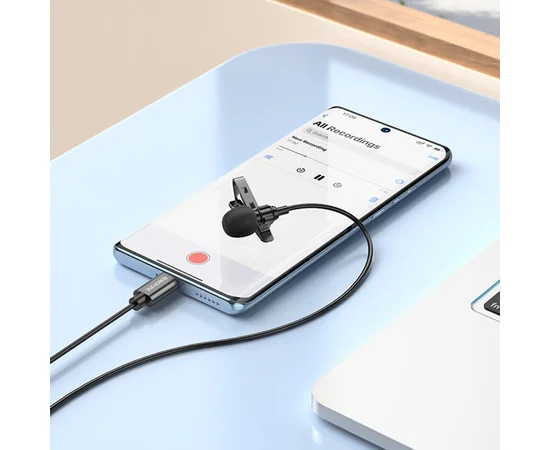 Мікрофон петличний Borofone BFK11 Elegant lavalier Type-C (2m) Black