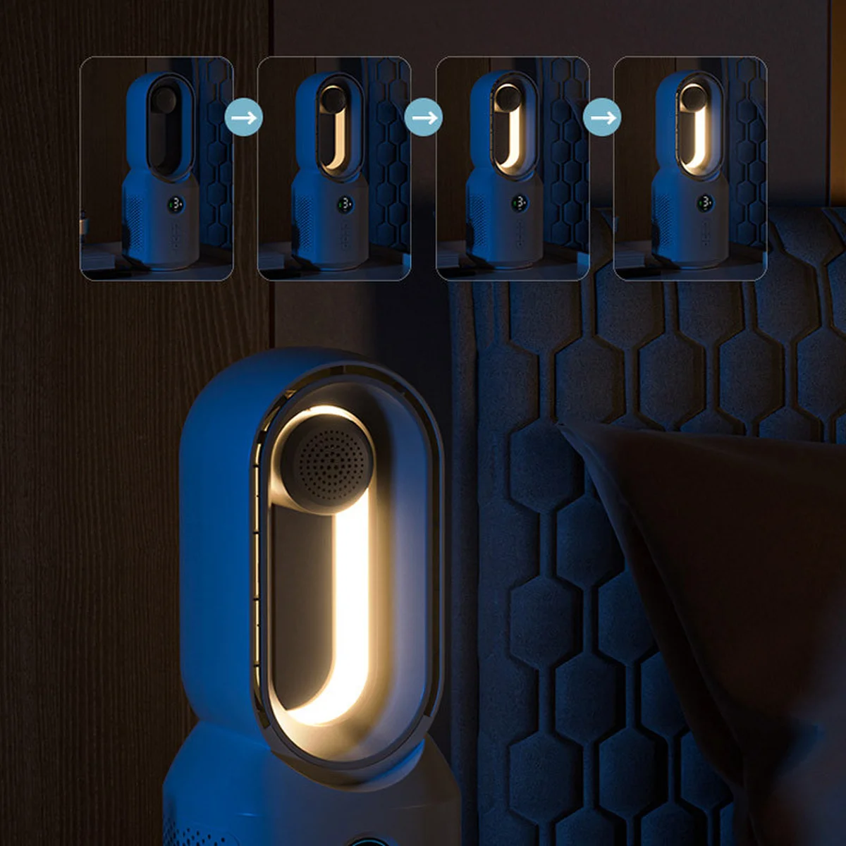 Настольный вентилятор F8 3in1 с Bluetooth-динамиком и ночником 4000mAh White