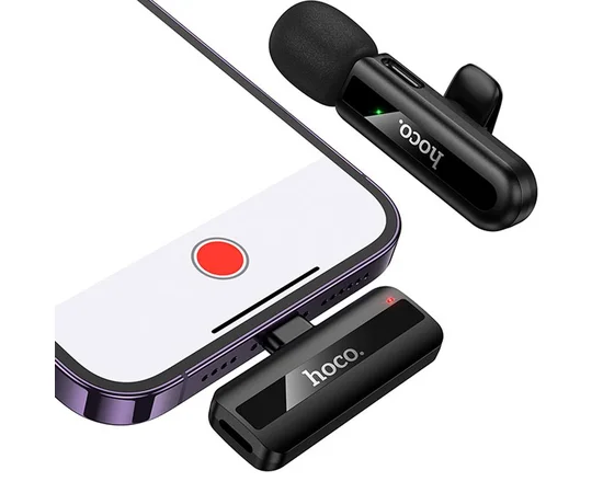 Петличний бездротовий мікрофон Hoco L20 Fair Lightning Black