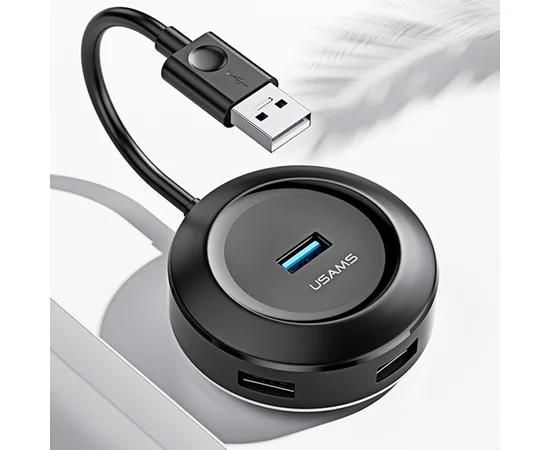 Адаптер USAMS US-SJ414 4 USB HUB Smart Adapter USB3.0 Черный