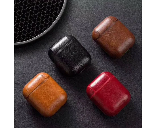 Кожаный футляр Leather series для наушников AirPods Светло-коричневый