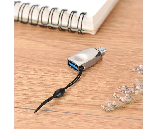 Переходник Hoco UA10 OTG USB to MicroUSB Стальной