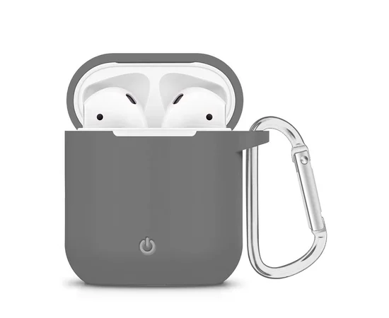 Силиконовый футляр с карабином для наушников AirPods Серый / Dark Grey