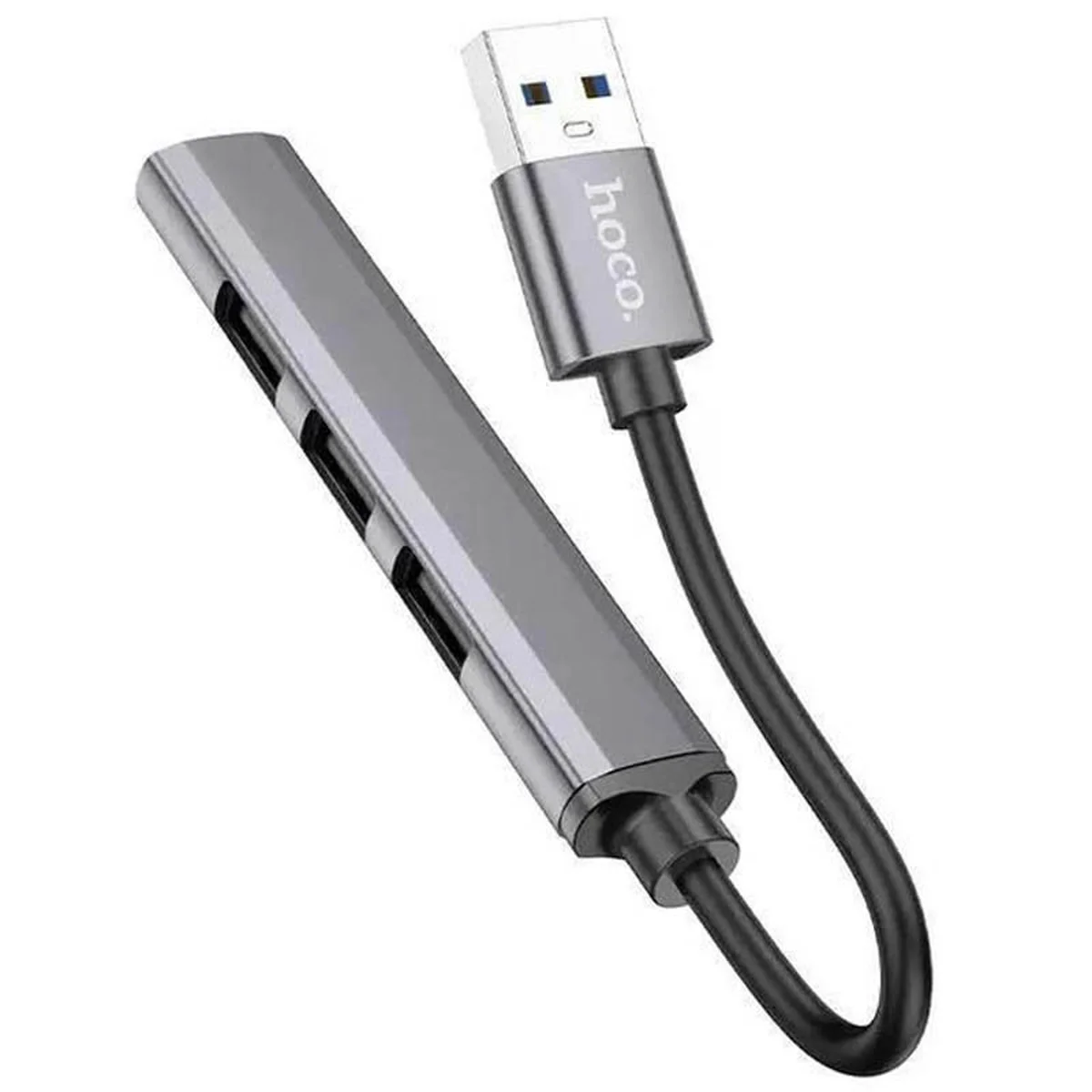 Переходник Hoco HB26 4in1 (USB to USB3.0+USB2.0*3) Metal gray