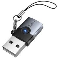 Переходник Hoco UA46B USB Male to Type-C Female USB3.0 Metal gray