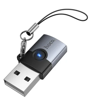 Переходник Hoco UA46B USB Male to Type-C Female USB3.0 Metal gray