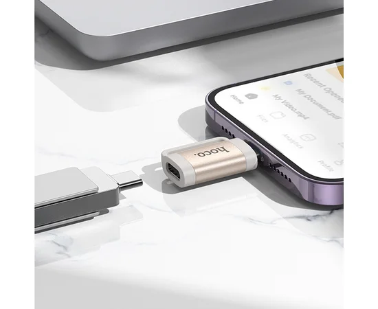 Переходник Hoco UA31B OTG Lightning male to Type-C female Gray
