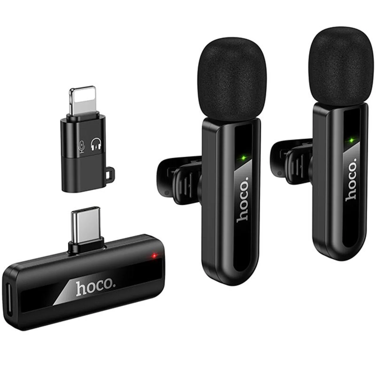 Петличный беспроводной микрофон Hoco L20A Mini Voice (Lightning/Type-C) 60 mAh Black