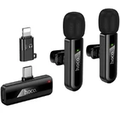 Петличний бездротовий мікрофон Hoco L20A Mini Voice (Lightning/Type-C) 60 mAh Black