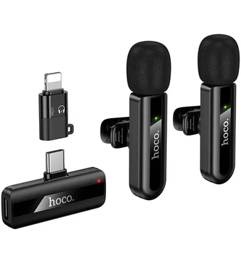 Петличний бездротовий мікрофон Hoco L20A Mini Voice (Lightning/Type-C) 60 mAh Black