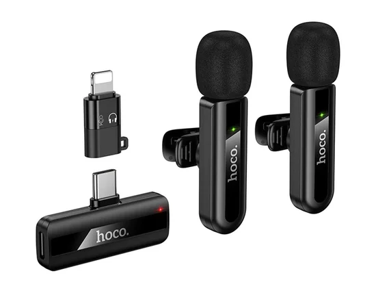 Петличный беспроводной микрофон Hoco L20A Mini Voice (Lightning/Type-C) 60 mAh Black