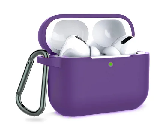 Силиконовый футляр с карабином для наушников AirPods Pro Фиолетовый / Purple