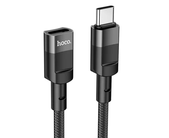 Переходник Hoco U107 Type-C male to Type-C female USB2.0 (1.2m) Black