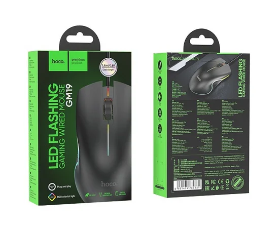 Мышь Hoco GM19 Enjoy gaming luminous wired Black