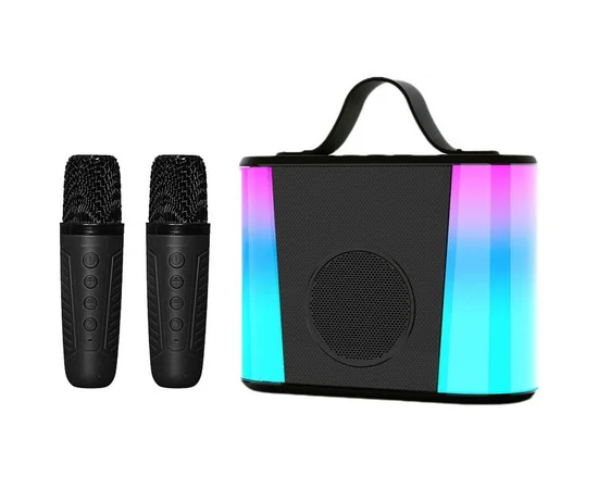 Караоке Микрофон-колонка V6 + два микрофона Black