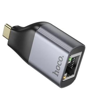 Перехідник Hoco UA35 Type-C to RJ45 Metal grey