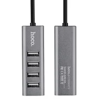 Переходник HUB Hoco HB1 USB to USB 2.0 (4 port) (1m) Серый