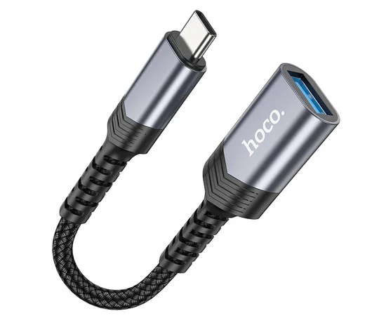 Переходник Hoco UA24 Type-C male to USB female 3.0 Metal gray