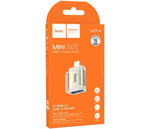 Переходник Hoco UA31A OTG Lightning male to USB female Gray