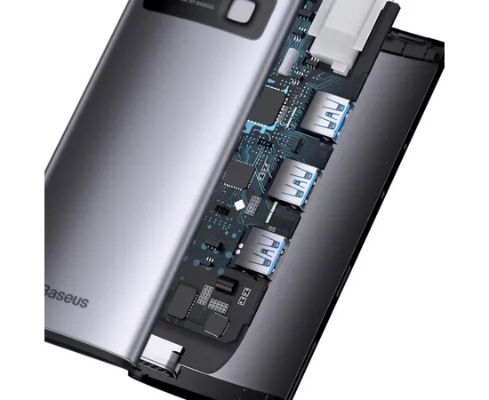 Переходник HUB Baseus Metal Gleam Series 6-in-1 Multifunctional Type-C (WKWG080013) Gray