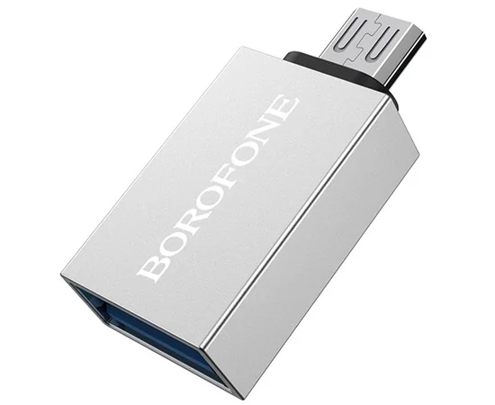 Переходник Borofone BV2 OTG to MicroUSB Серебряный