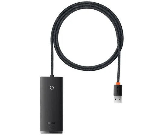 Переходник HUB Baseus Lite Series 4-Port USB-A HUB Adapter (USB-A to USB 3.0*4) 25cm (WKQX) Черный