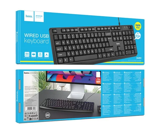 Проводная клавиатура Hoco GM60 Cool (English Version) Black