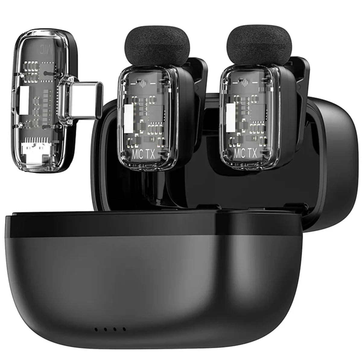 Петличный беспроводной микрофон WIWU WM008 Dual-mic ANC Type-C Black