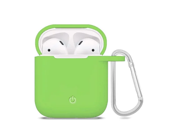 Силіконовий футляр з карабіном для навушників AirPods Зелений / Green