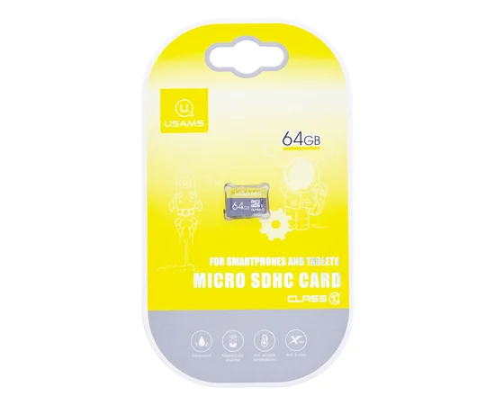 Карта памяти USAMS US-ZB095 TF High Speed Card 64G Желтый