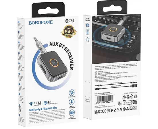 Bluetooth AUX аудио ресивер/трансмиттер Borofone BC55 Suave Black