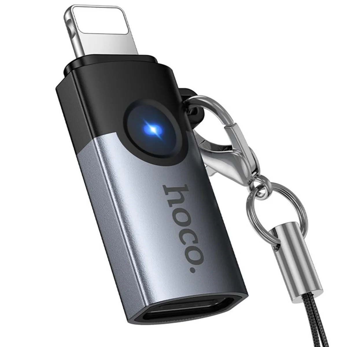 Переходник Hoco UA46A Lightning Male to Type-C Female Metal gray