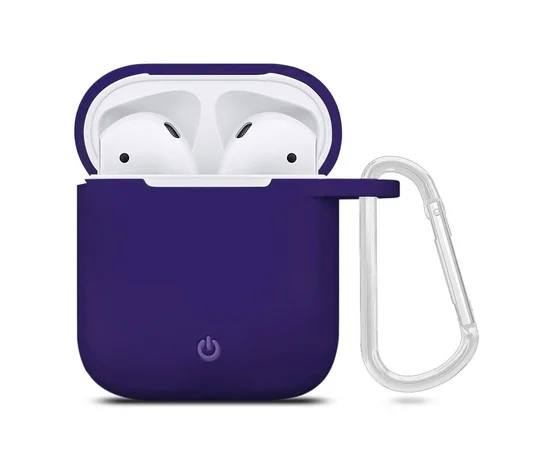 Силиконовый футляр с карабином для наушников AirPods Фиолетовый / Purple