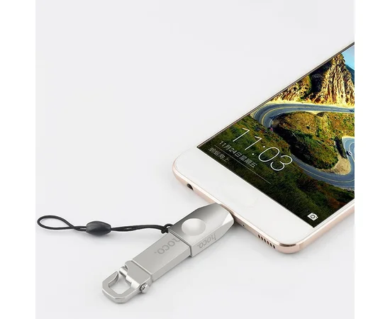 Переходник Hoco UA9 USB OTG to Type-C Стальной