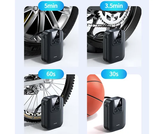 Портативный автокомпрессор для шин Usams US-ZB215 Mini Car 5000 mAh Черный