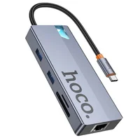 Переходник HUB Hoco HB52 Wow 8in1 (Type-C to HDTV+RJ45+SD/TF+PD+Type-C3.0+2xUSB3.0) Deep space gray