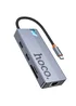 Переходник HUB Hoco HB52 Wow 8in1 (Type-C to HDTV+RJ45+SD/TF+PD+Type-C3.0+2xUSB3.0) Deep space gray