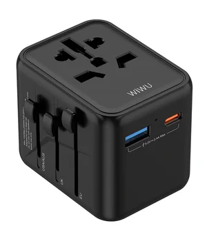 Сетевой универсальный переходник WIWU UA012 Warrior 12W + 1USB-A/1C Black