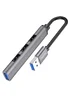 Перехідник Hoco HB26 4in1 (USB to USB3.0+USB2.0*3) Metal gray