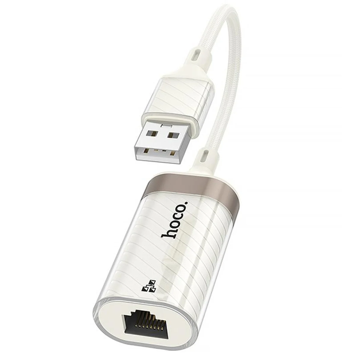 Переходник Hoco UA41 Crystal USB to RJ45 100 Mbs (0.15m) Apricot