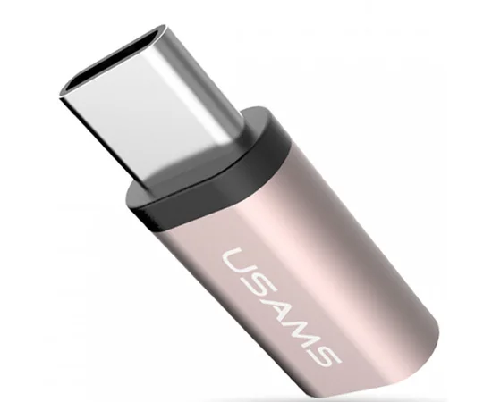 Переходник Usams US-SJ021 Type-C to Micro USB Розовый / Rose Gold