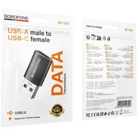 Переходник Borofone BV26B USB Male to Type-C Female USB3.0 Black