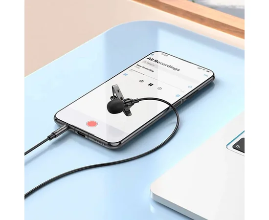 Микрофон петличный Borofone BFK11 Elegant lavalier 3.5mm (2m) Black