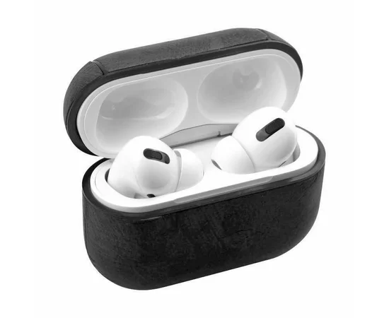 Кожаный футляр Leather series для наушников AirPods Pro Черный